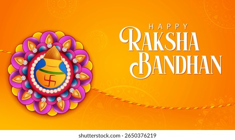 illustration of greeting card and template banner for sales promotion advertisement with decorative Rakhi for Raksha Bandhan, Indian festival for brother and sister bonding celebration