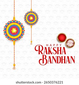 illustration of greeting card and template banner for sales promotion advertisement with decorative Rakhi for Raksha Bandhan, Indian festival for brother and sister bonding celebration
