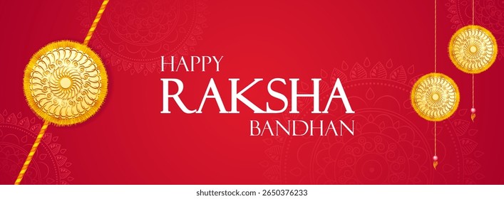 illustration of greeting card and template banner for sales promotion advertisement with decorative Rakhi for Raksha Bandhan, Indian festival for brother and sister bonding celebration