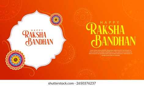 illustration of greeting card and template banner for sales promotion advertisement with decorative Rakhi for Raksha Bandhan, Indian festival for brother and sister bonding celebration