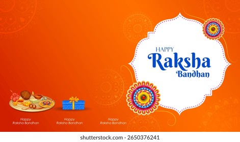 illustration of greeting card and template banner for sales promotion advertisement with decorative Rakhi for Raksha Bandhan, Indian festival for brother and sister bonding celebration
