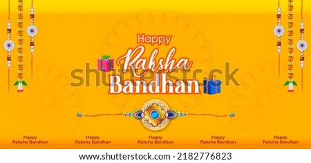 illustration of greeting card and template banner for sales promotion advertisement with decorative Rakhi for Raksha Bandhan, Indian festival for brother and sister bonding celebration