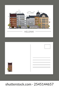 Illustration of greeting cards with architectural styles of Helsinki