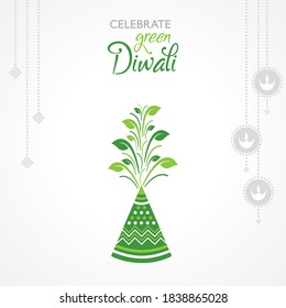 illustration of Greeting for celebrate green diwali concept
