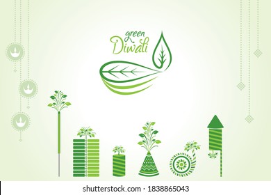 illustration of Greeting for celebrate green diwali concept
