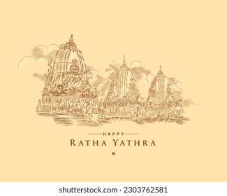 Illustration and greeting design for the occasion of Odisha festival Ratha Yatra.