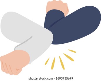 Illustration des Grußbogens mit Ellbogen zu Ellbogen.