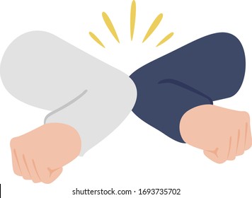 Illustration of greeting with elbow to elbow.