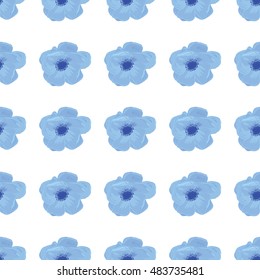 Illustration greeting hand-drawn anemone floral background. Vector pattern with flowers and leaves