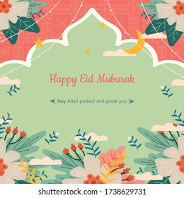 Illustration Greeting Happy Eid Mubarak 
