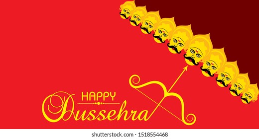 Illustration of Greeting for Happy or shubh Dussehra Festival 