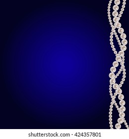 Illustration for greeting or invitation card with white pearl strings and blue background