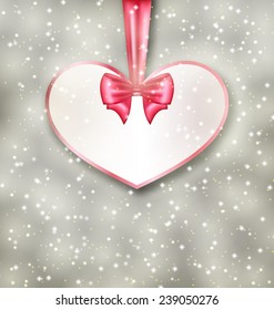 Illustration greeting paper card made of heart shape Valentine Day - vector