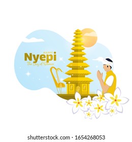 Illustration for greeting post of Nyepi day or the day of silence, Balinese Hindu holiday