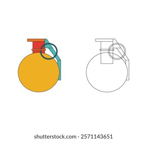 Illustration grenade retro unique design with blank background