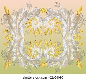  illustration with grey abstract plant pattern