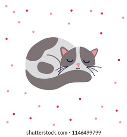 Illustration with grey cat.