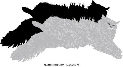 Illustration mit grauer Katze einzeln auf weißem Hintergrund