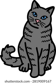 illustration of A grey cat is standing