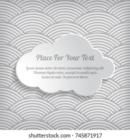 illustration of grey cloud on the seamless waves abstract pattern
