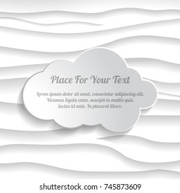 illustration of grey cloud on waves abstract pattern. Interior wall decoration. 3D Vector panel pattern. Abstract lines.