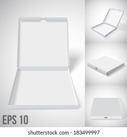 illustration of grey cloze and open pizza box. set2