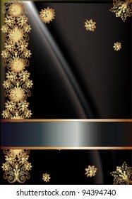 illustration with grey and gold design on black