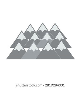 Illustration of a grey mountain range with multiple peaks in a simple style