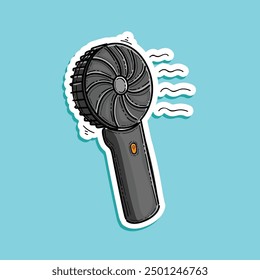 Illustration of grey portable electric hand fan for travelling vector design for sticker and poster. Enjoys the flow of air from a fan fresh air