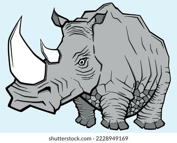Illustration of grey rhinoceros vector