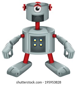 Illustration of a grey robot on a white background