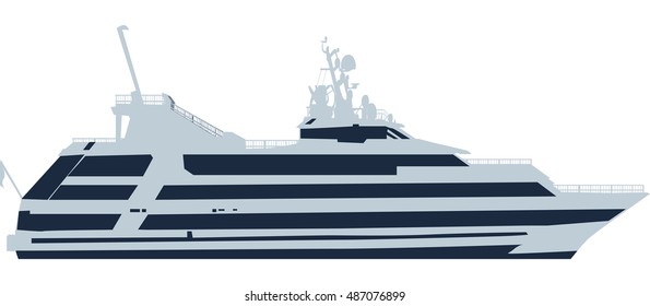 illustration with grey ship isolated on white background