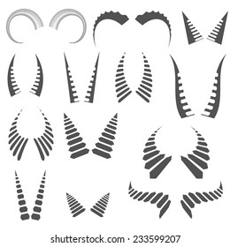  illustration with grey silhouettes horns on white background
