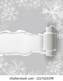 Illustration of grey torn paper christmas background.Place for your text. Vector available.