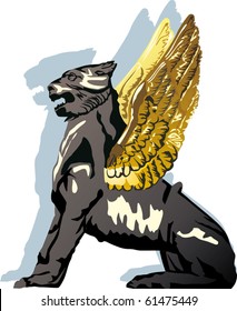 illustration with griffin and shadow on light background