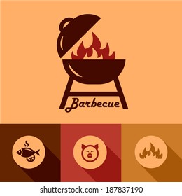 Illustration of Grill in Flat Design Style.