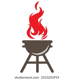 Illustration of a grill and a smoldering flame