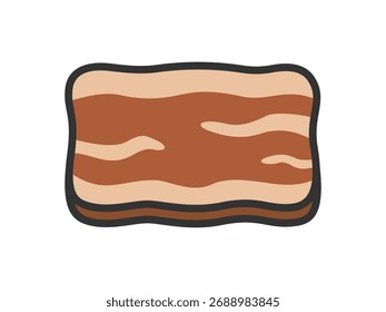 Illustration of a grilled beef belly slice icon (color line drawing).