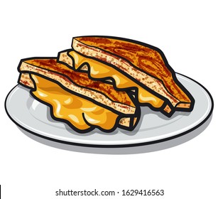 Illustration Of The Grilled Cheese Sandwiches On The Plate