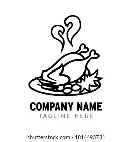 illustration of grilled chicken design with its presentation, good for the logo of a restaurant.