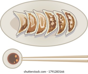 
Illustration of grilled dumplings and sauce