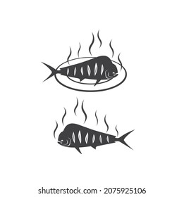 illustration of grilled fish, vector art.