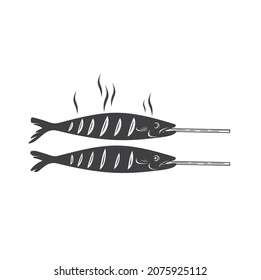 Illustration von gegrilltem Fisch, Vektorkunst.