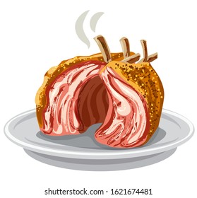 Illustration Of The Grilled Lamb Mutton Ribs On The Plate