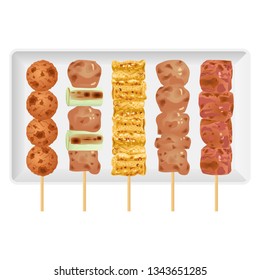 Illustration of the grilled meat on a stick