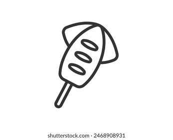 Illustration of grilled squid skewer icon (line drawing).