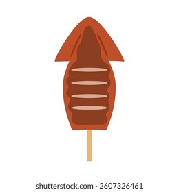 Illustration of grilled squid at a street stall