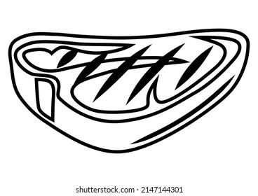 Illustration von gegrilltem t-bone Steak. BBQ-Produkt. Stilvolle Küche und Speisekarte.