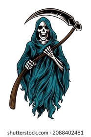 illustration grim reaper cartoon vector. For t-shirts, stickers and other similar products.