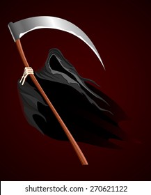 Illustration of grim reaper on dark background

